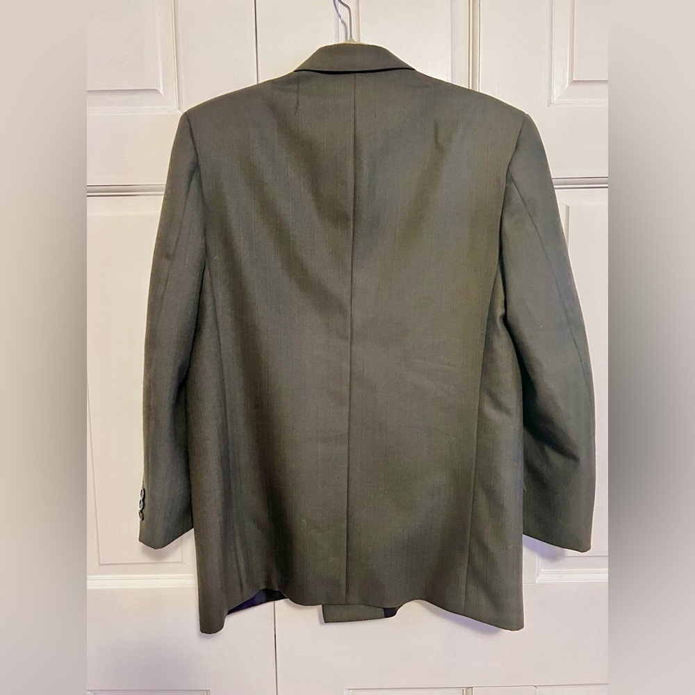Vintage Calvin Herringbone Wool Blend Blazer Made in USA Gray Size M (Est.) - Picture 2 of 8